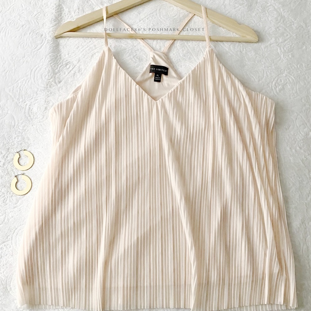 The Limited Pale Pink Pleated V-Neck Tank Top